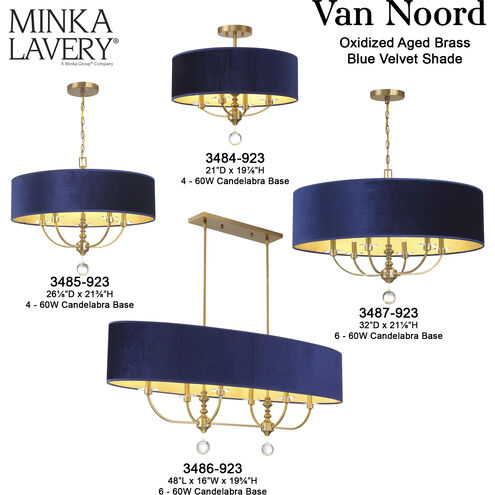 Van Noord 6 Light 32 inch Oxidized Aged Brass Pendant Ceiling Light